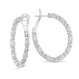 Marquise and Round Cut Oval Diamond Hoop Earrings
