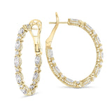 Marquise and Round Cut Oval Diamond Hoop Earrings