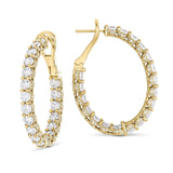 Round Cut Oval Diamond Hoop Earrings