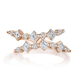 Carré and Round Diamond Ring in 18kt Rose Gold