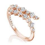 Carré and Round Diamond Ring in 18kt Rose Gold
