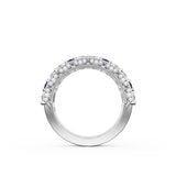 East West Marquise and Pear Blue Sapphire Mosaic Band