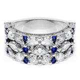 East West Marquise and Pear Blue Sapphire Mosaic Band