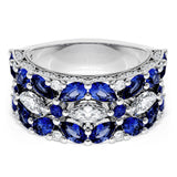 East West Marquise and Pear Blue Sapphire Mosaic Band