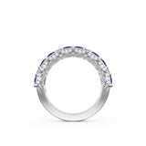 East West Marquise and Pear Blue Sapphire Mosaic Band