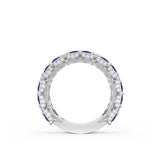 East West Marquise and Pear Blue Sapphire Mosaic Band
