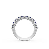 Emerald and Pear Blue Sapphire Mosaic Band