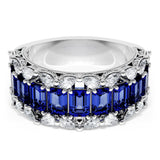 Emerald and Pear Blue Sapphire Mosaic Band