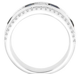 Natural Diamond Sapphire Wedding Band, Platinum, Size 8.75