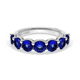 Round Cut Blue Sapphire Eternity Band in 18kt White Gold