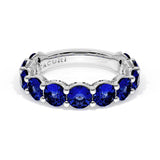 Round Cut Blue Sapphire Eternity Band in 18kt White Gold