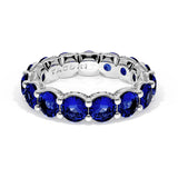 Round Cut Blue Sapphire Eternity Band in Platinum