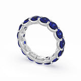 Round Cut Blue Sapphire Eternity Band in Platinum
