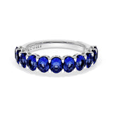 Oval Cut Blue Sapphire Eternity Band in 18kt White Gold