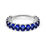 Oval Cut Blue Sapphire Eternity Band in 18kt White Gold