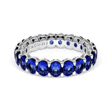 Oval Cut Blue Sapphire Eternity Band in Platinum