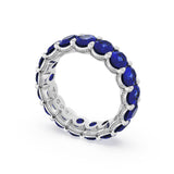 Oval Cut Blue Sapphire Eternity Band in Platinum