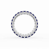 Emerald Cut Blue Sapphire Eternity Band in 18kt White Gold