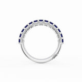 Emerald Cut Blue Sapphire Eternity Band in 18kt White Gold
