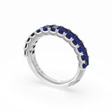 Emerald Cut Blue Sapphire Eternity Band in Platinum