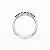 Emerald Cut Blue Sapphire Eternity Band in Platinum