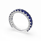 Emerald Cut Blue Sapphire Eternity Band in Platinum
