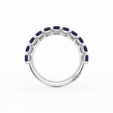 Emerald Cut Blue Sapphire Eternity Band in 18kt White Gold