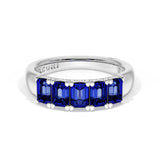 Emerald Cut Blue Sapphire Eternity Band in 18kt White Gold