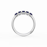 Emerald Cut Blue Sapphire Eternity Band in 18kt White Gold