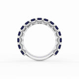 Emerald Cut Blue Sapphire Eternity Band in 18kt White Gold