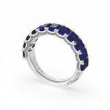 Emerald Cut Blue Sapphire Eternity Band in Platinum