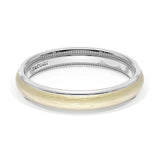 Rounded Brush Finish Wedding Band in 18kt White Gold & 18kt Yellow Gold