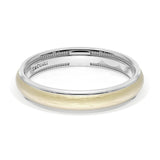 Rounded Brush Finish Wedding Band in 18kt White Gold & 18kt Yellow Gold