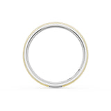 Rounded Brush Finish Wedding Band in 18kt White Gold & 18kt Yellow Gold