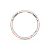 Rounded Brush Finish Wedding Band in 18kt White Gold & 18kt Rose Gold