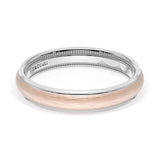 Rounded Brush Finish Wedding Band in Platinum & 18kt Rose Gold