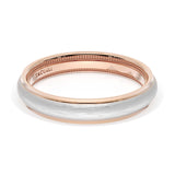 Rounded Brush Finish Wedding Band in 18kt Rose Gold & Platinum