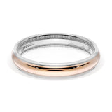 Rounded High Polish Finish Wedding Band in Platinum & 18kt Rose Gold