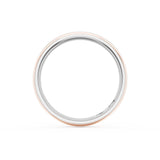 Rounded High Polish Finish Wedding Band in Platinum & 18kt Rose Gold