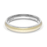 Rounded Satin Finish Wedding Band in 18kt White Gold & 18kt Yellow Gold