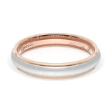 Rounded Satin Finish Wedding Band in 18kt Rose Gold & 18kt White Gold