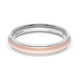 Rounded Satin Finish Wedding Band in Platinum & 18kt Rose Gold