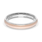 Rounded Satin Finish Wedding Band in Platinum & 18kt Rose Gold
