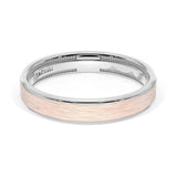 Flat Brush Finish Wedding Band in Platinum & 18kt Rose Gold