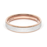 Flat Brush Finish Wedding Band in 18kt Rose Gold & Platinum