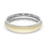 Rounded Brush Finish Wedding Band in 18kt White Gold & 18kt Yellow Gold