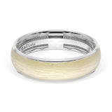 Rounded Brush Finish Wedding Band in 18kt White Gold & 18kt Yellow Gold