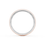 Rounded Brush Finish Wedding Band in 18kt White Gold & 18kt Rose Gold