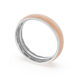 Rounded Brush Finish Wedding Band in 18kt White Gold & 18kt Rose Gold