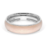 Rounded Brush Finish Wedding Band in 18kt White Gold & 18kt Rose Gold